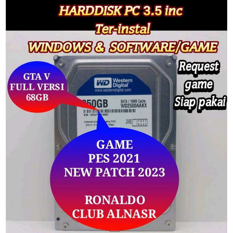 HDD HARDDISK PC ISI WINDOOWS & GAME PES 2021 PATCH 2023