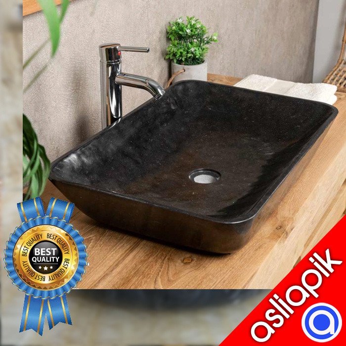 wastafel batu marmer ukuran 50 x 35cm