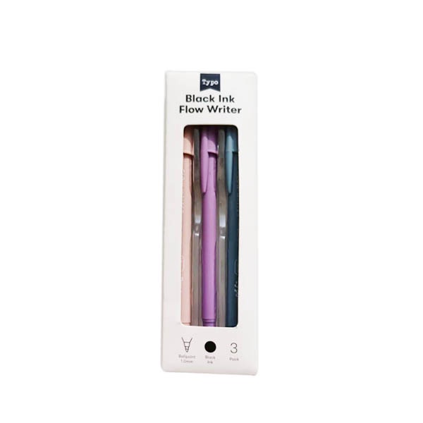 

Miniso 1.0mm Thin Barrel Ballpoint Pens 3 pcs-Pink & Purple & Blue Bar