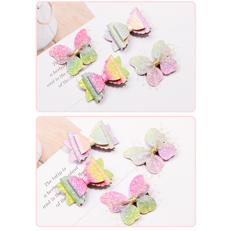 SUPER FAIRY ANTIQUE GIRL KIDS BOW HAIR CLIP GLITTER GRADIENT COLOR PRINCESS RIBBON PIN AKSESORIS RAMBUT ANAK BUTTERFLY KUPU-KUPU KUPU KOREA KOREAN STYLE