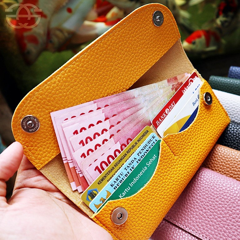 Akaci Dompet wanita kartu uang bahan Papirut wallet panjang slot HP kekinian korea 01-6598 THR