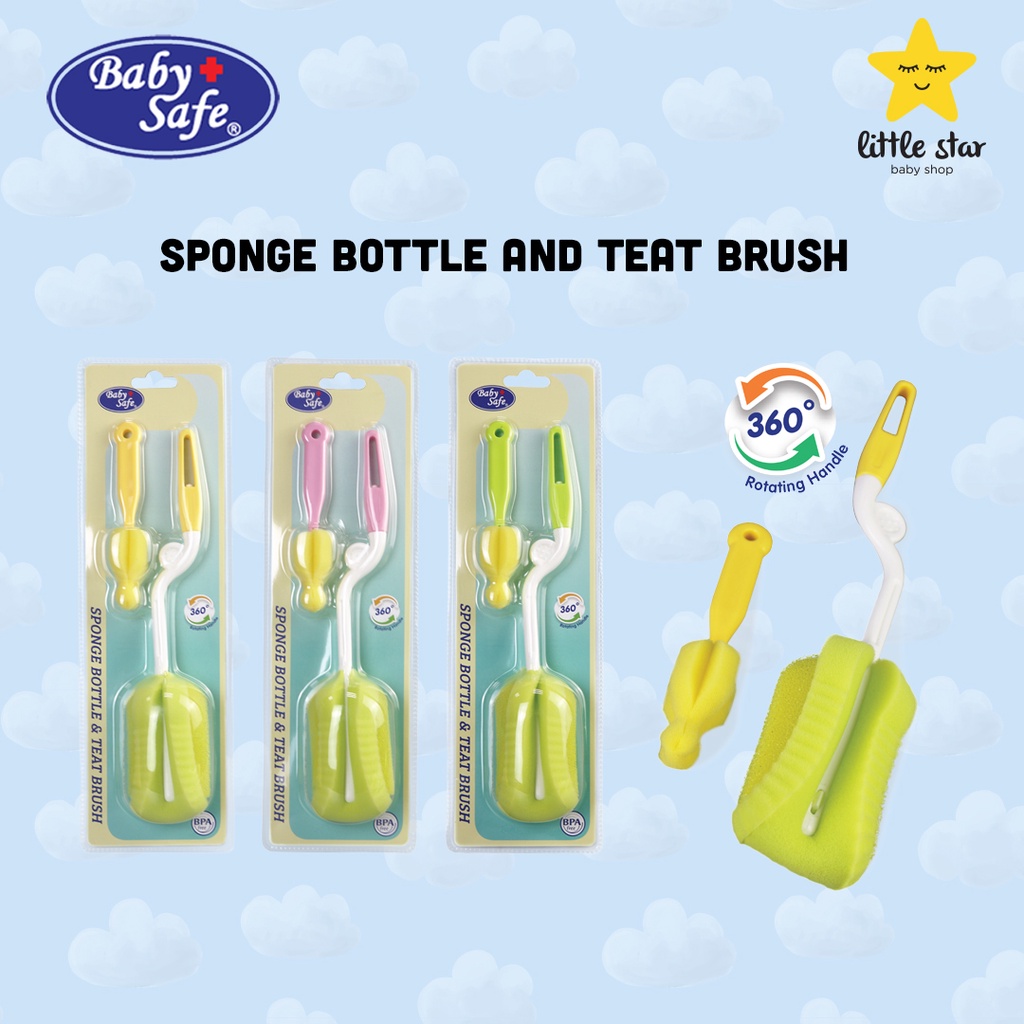 Baby Safe Sponge Bottle and Teat Brush Sikat Botol Bayi Sikat Cangkir Bayi BS368