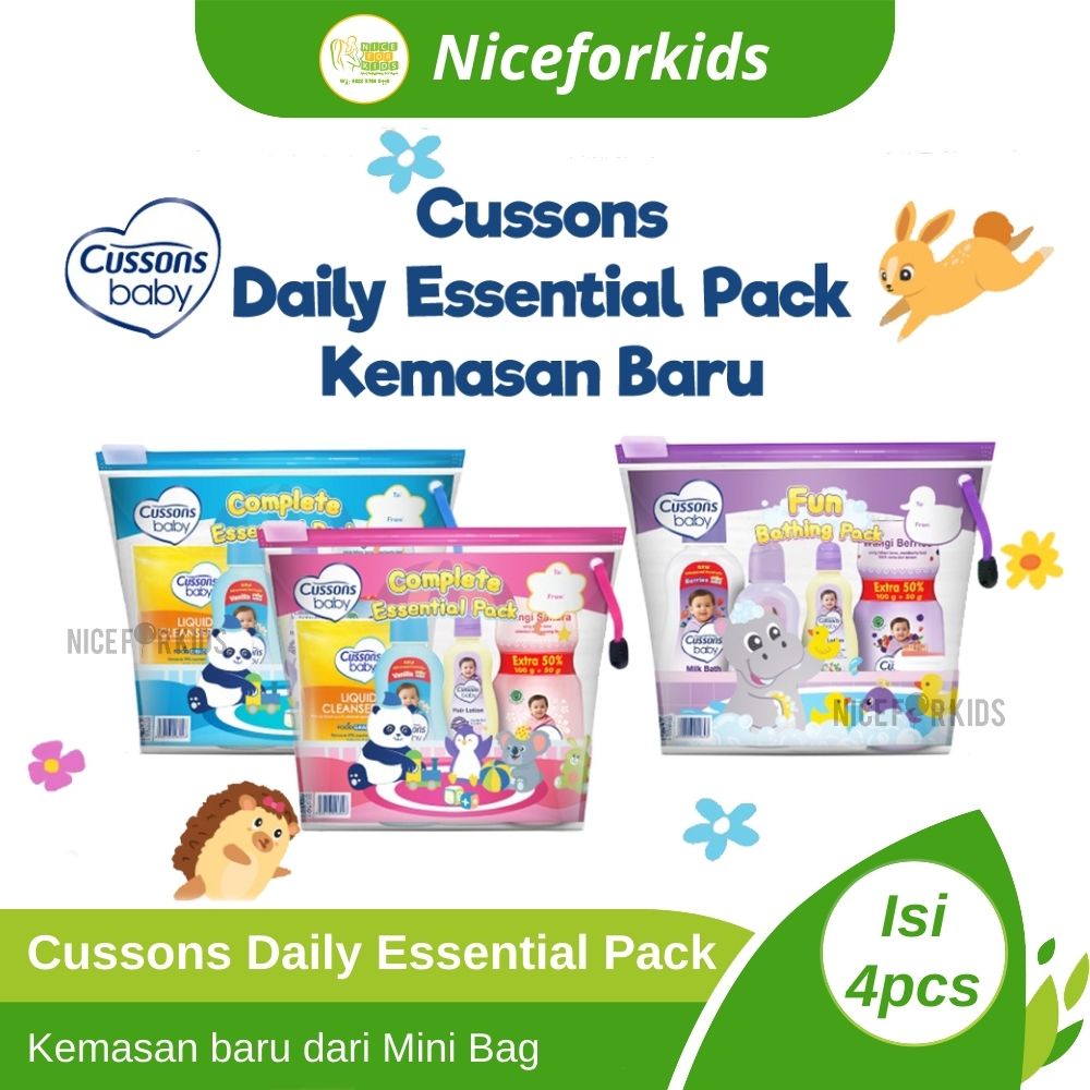 Cussons Baby Daily Essential Pack isi 4 / Paket Hadiah Bayi Baru Lahir / Kado Perawatan Mandi Bayi