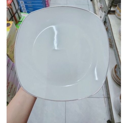 Piring makan 10inch keramik porcelain resto hotel model persegi 25cm