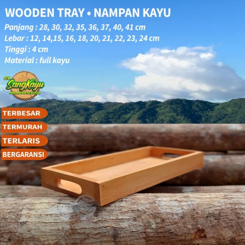 Nampan kayu handle wood tray kayu baki kayu nampan kotak serbaguna