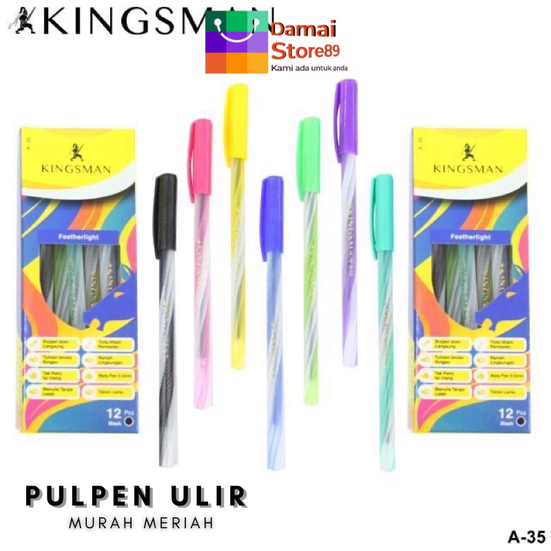 

[DM89] Pulpen Hitam Ulir Warna Warni Kingsman (Per PCS) Ballpoint Tinta Black Pen Murah Terjangkau Alat Tulis Kantor ATK