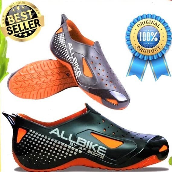 Suki Sepatu Karet Allbike Apboots All Bike Shoes Apboot Boots Bikers Orange