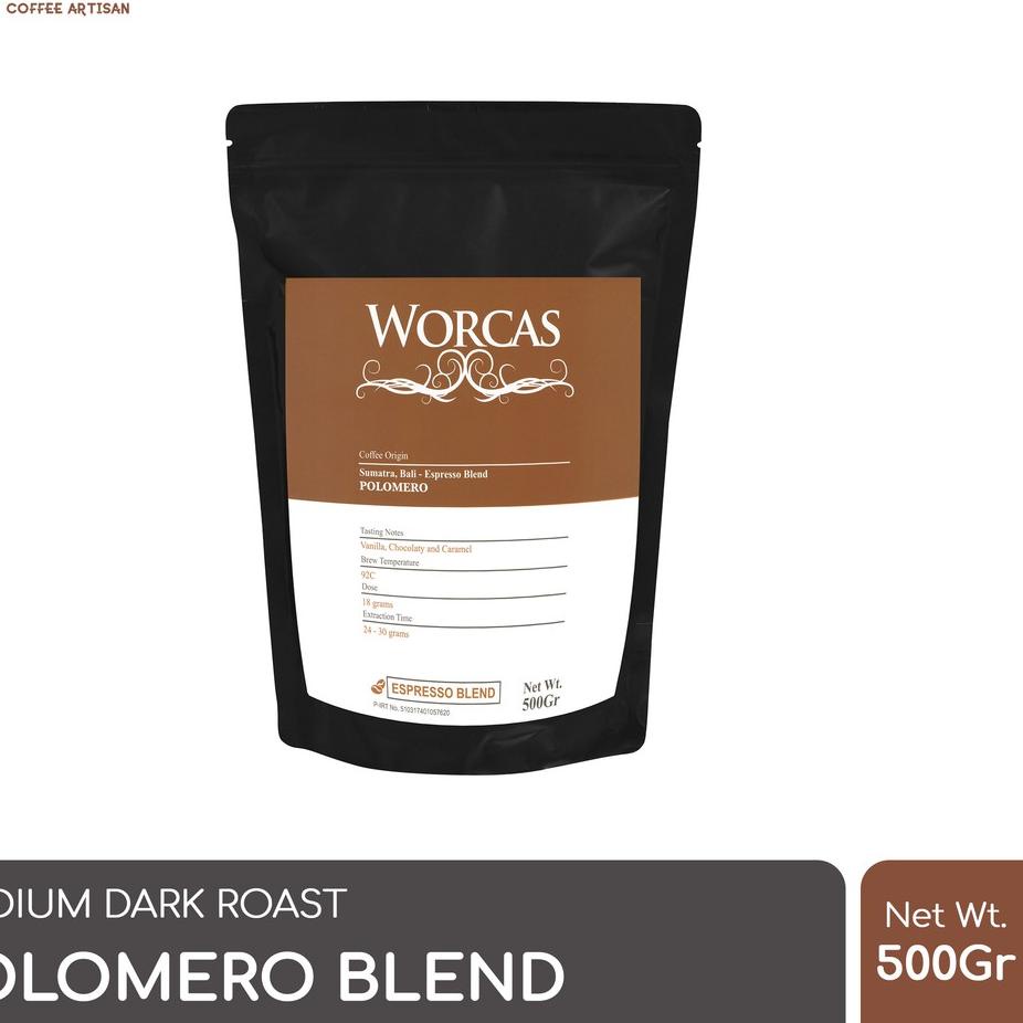 

✭ WORCAS Kopi Polomero Espresso Blend 500 Gram | Es Kopi Susu Blend ✺