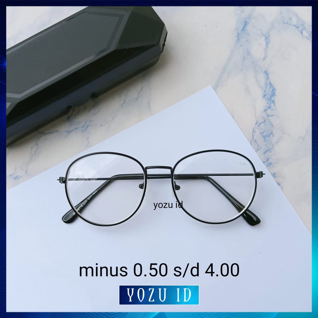 FROMO Kacamata Minus (-) Uk 0.50 s/d 4.00 Kacamata Baca Minus Wanita Pria Frame Oval Metal / Besi Ka