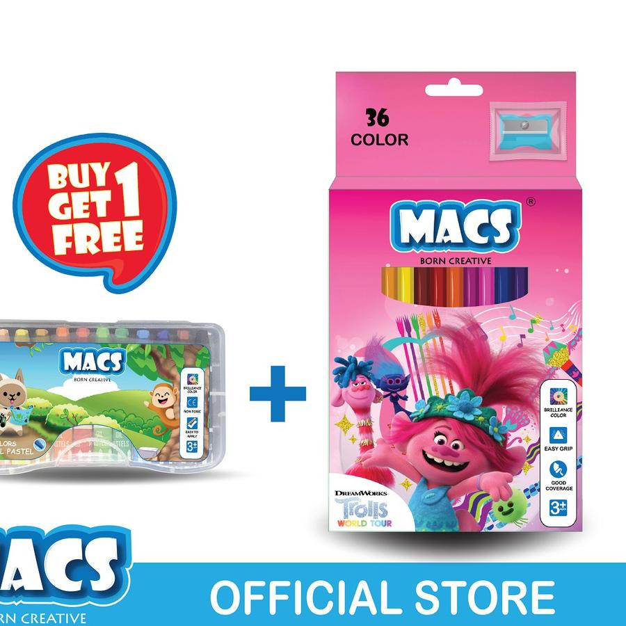 

Terbaru 국 MACS Holiday bundle 36 Trolls color pensil+12 warna oil pastel crayon