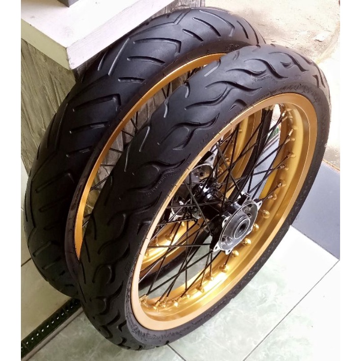 roda set velg set ban set supermoto semi cacing klx atau klx dtracker warna gold