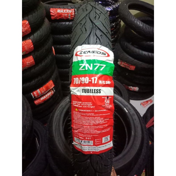 BAN TUBLES ZENEOS ZN 77 70/90-17 BAN BARU ORIGINAL, FREE PENTIL, UNTUK MOTOR BEBEK HONDA, YAMAHA,SUZUKI DLL