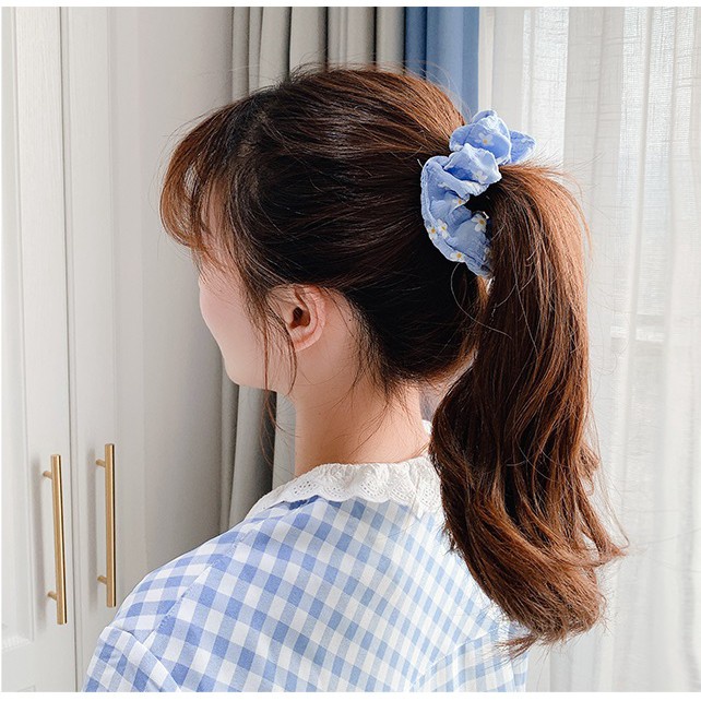 [COD] 8 PCS SCRUNCHIE SET IMPORT CUTE LUCU MOTIF BUNGA KOTAK CUTE ALA KOREA IKAT RAMBUT KOREA LUCU