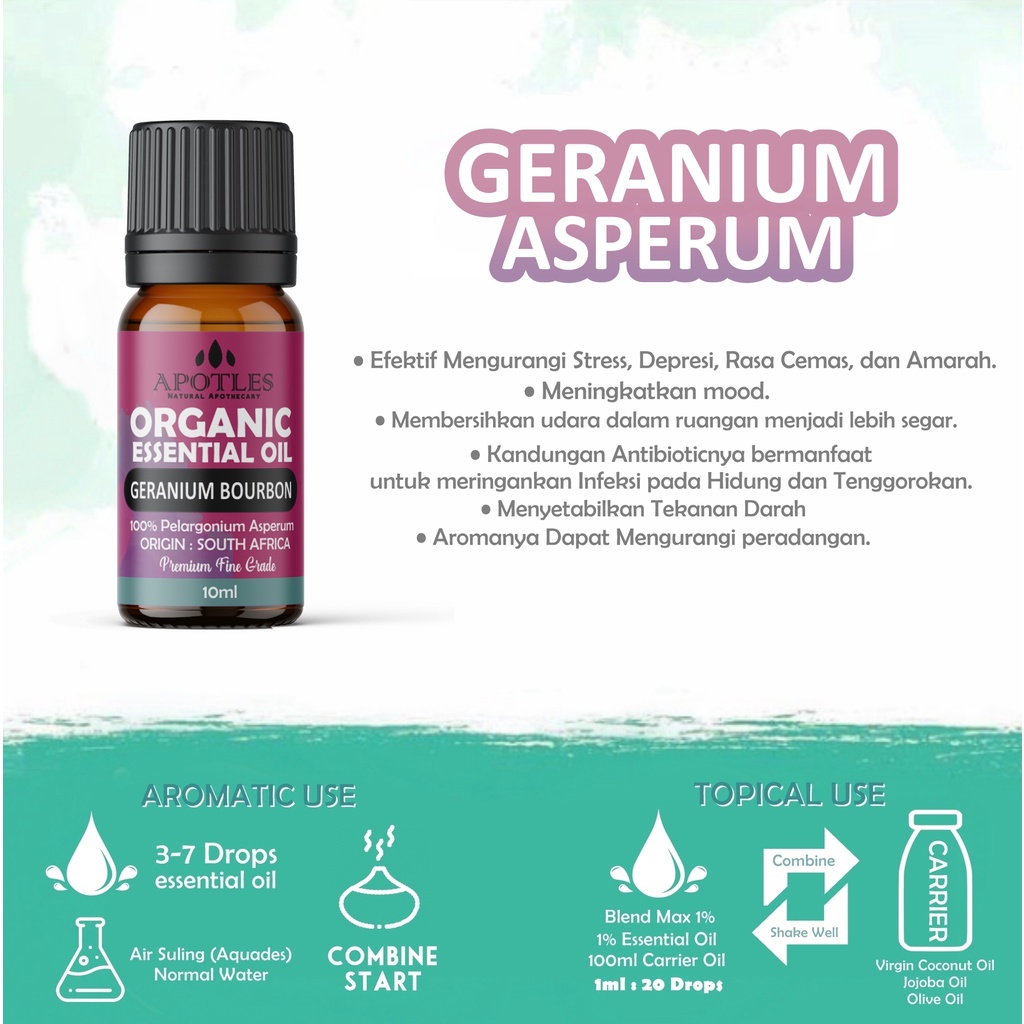 Geranium Bourbon Essential Oil - Minyak Aromaterapi Bunga Rose Geranium Bourbon 10ml