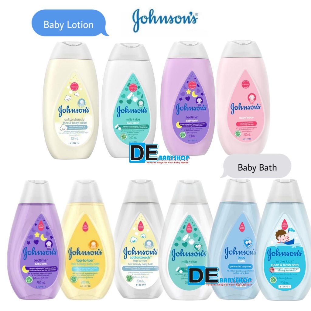 Johnson's baby lotion bayi wash sabun bayi shampoo bayi CottonTouch Face &amp; Body, milk rice, regular, bedtime 200 ml / 100ml johnsons