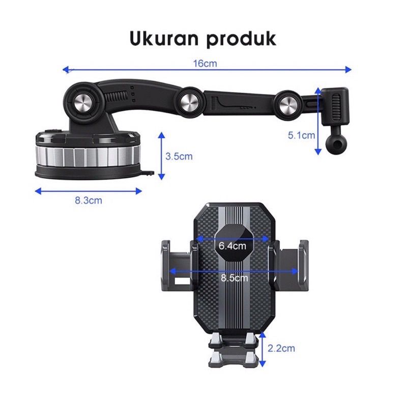 Holder hp mobil 4 in 1 NC61 Dudukan handphone universal original untuk pemasangan di dashboard kaca meja lemari bisa potrait landscape KUALITAS BAGUS