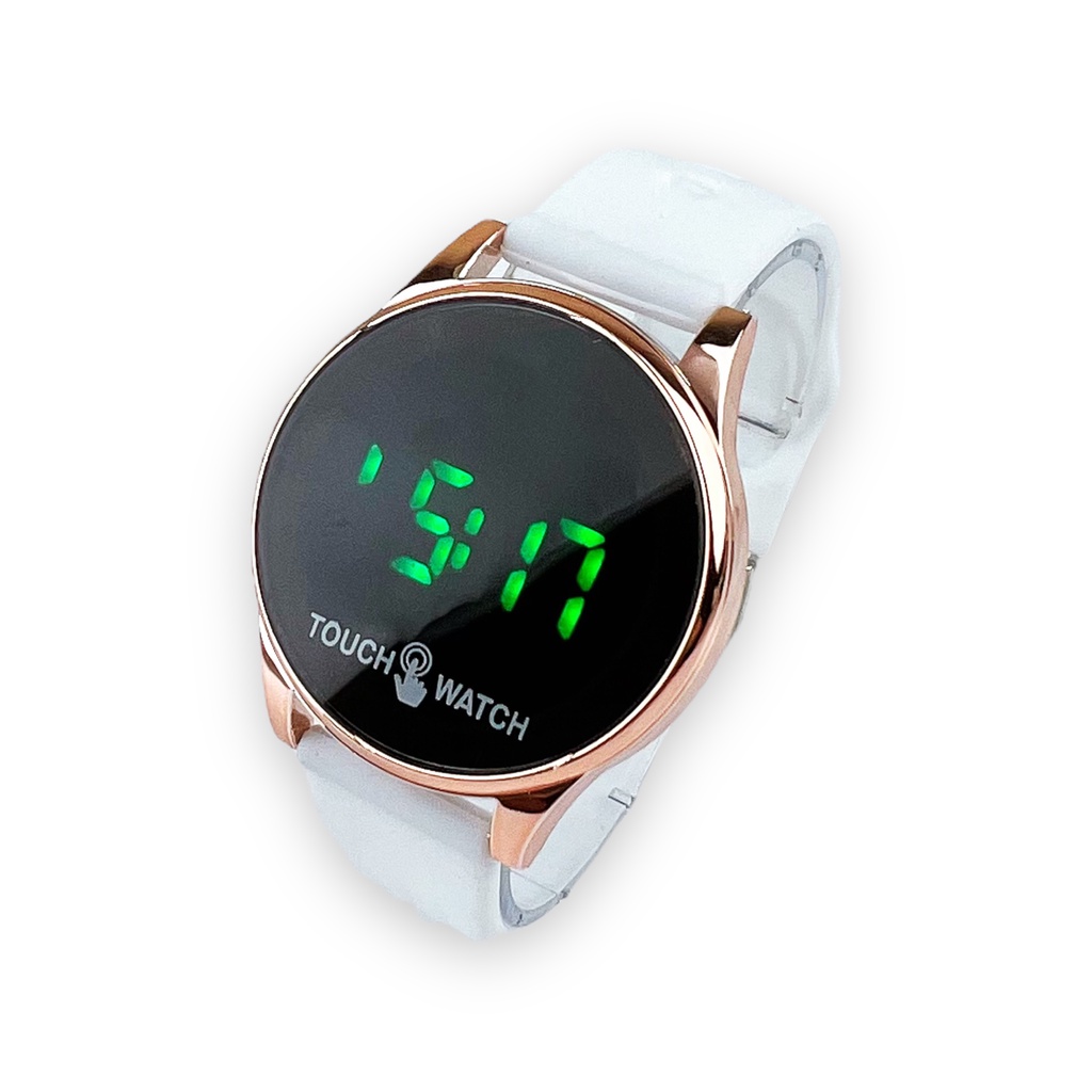 COD✅ Jam Tangan Digital Wanita Pria Watch LED Rubber Elektronik Touch Screen Harga Murah    S1201-S1267-Putih