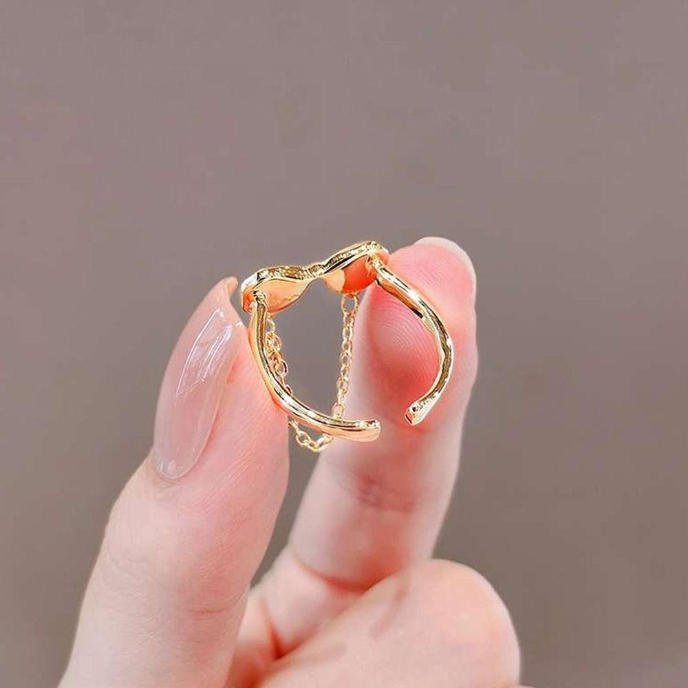 Mxbeauty Wanita Cincin Trendi Indah Chic Hati Niche Desain Kelinci Manis Warna-Warni Berlian Imitasi Pembukaan Cincin Gaya Korea Cincin