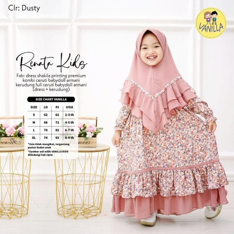 RENATA KIDS by Vanilla Candy by Vanilla kids gamis set Khimar kid by Vanilla Bisa COD