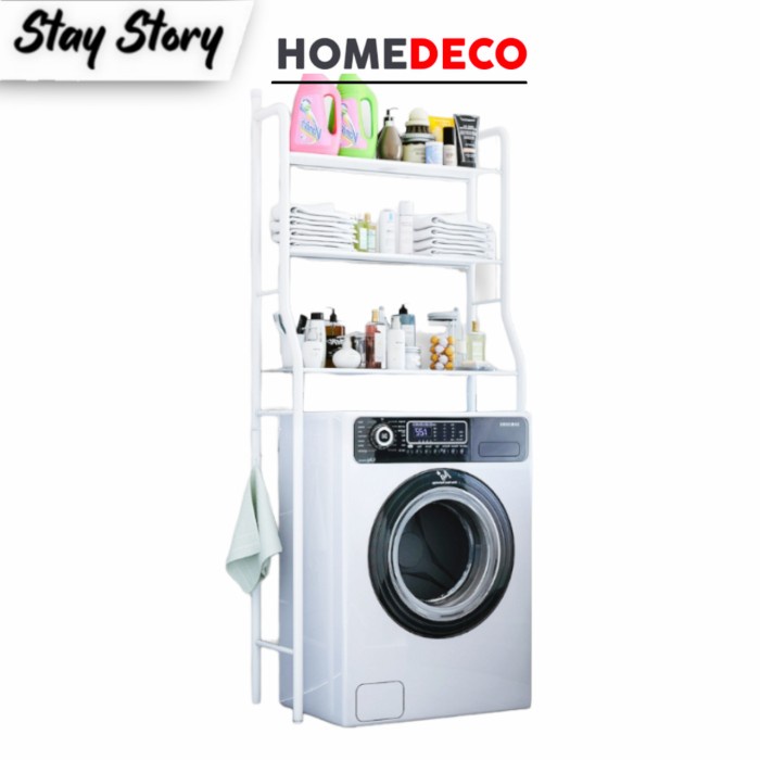 Rak Rak Mesin Cuci Dan Toilet Organizer Kamar Mandi Laundry 3 Susun