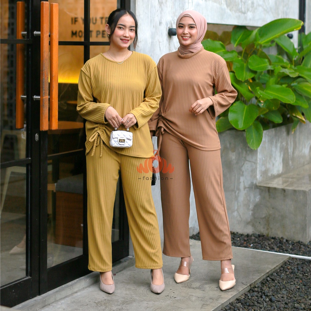 WOW - ZV - ZEVA ONE SET KNIT HORNET PREMIUM TERBARU WANITA//ONE SET HORNET
