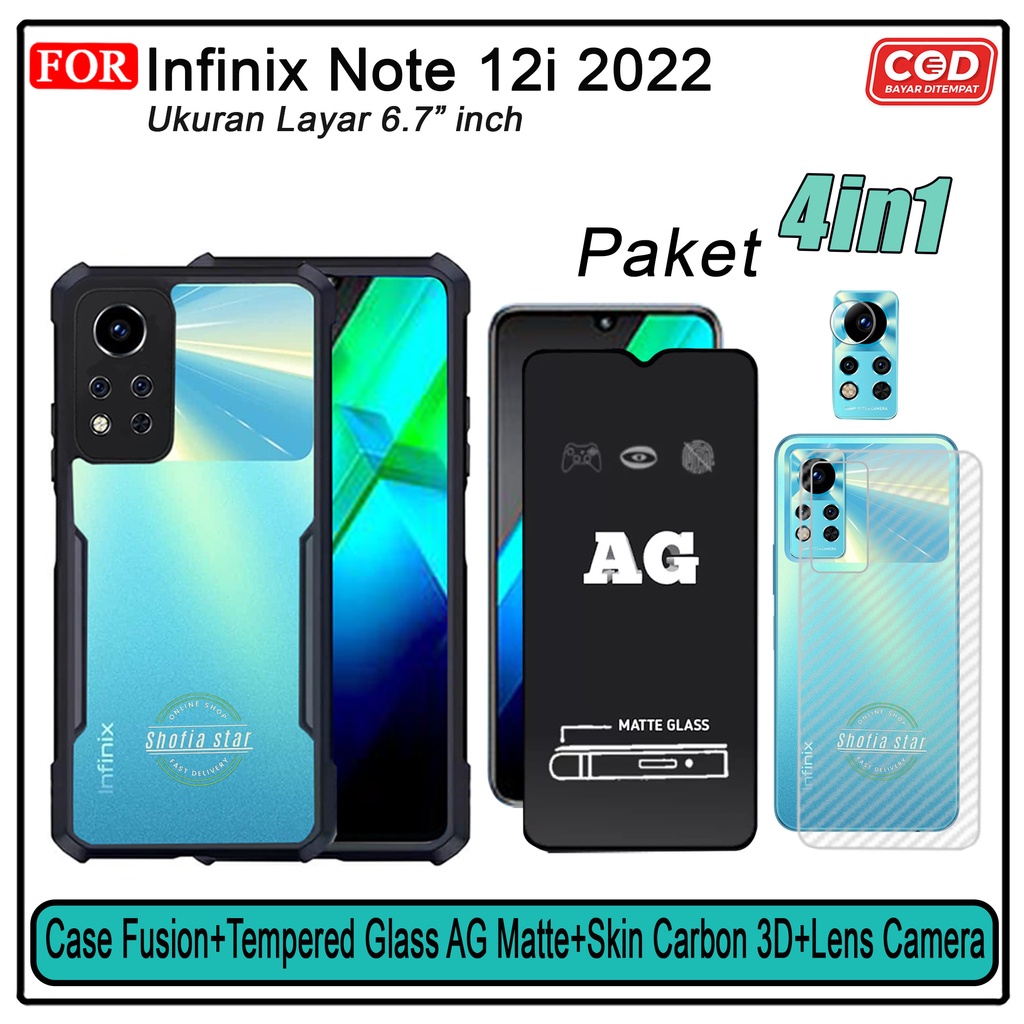 Promo 4in1 Case Infinix Note 12i 2022 Hot 20i 2022 Hot 20s  Soft case Fusion Shockproof Transparan Protect Casing