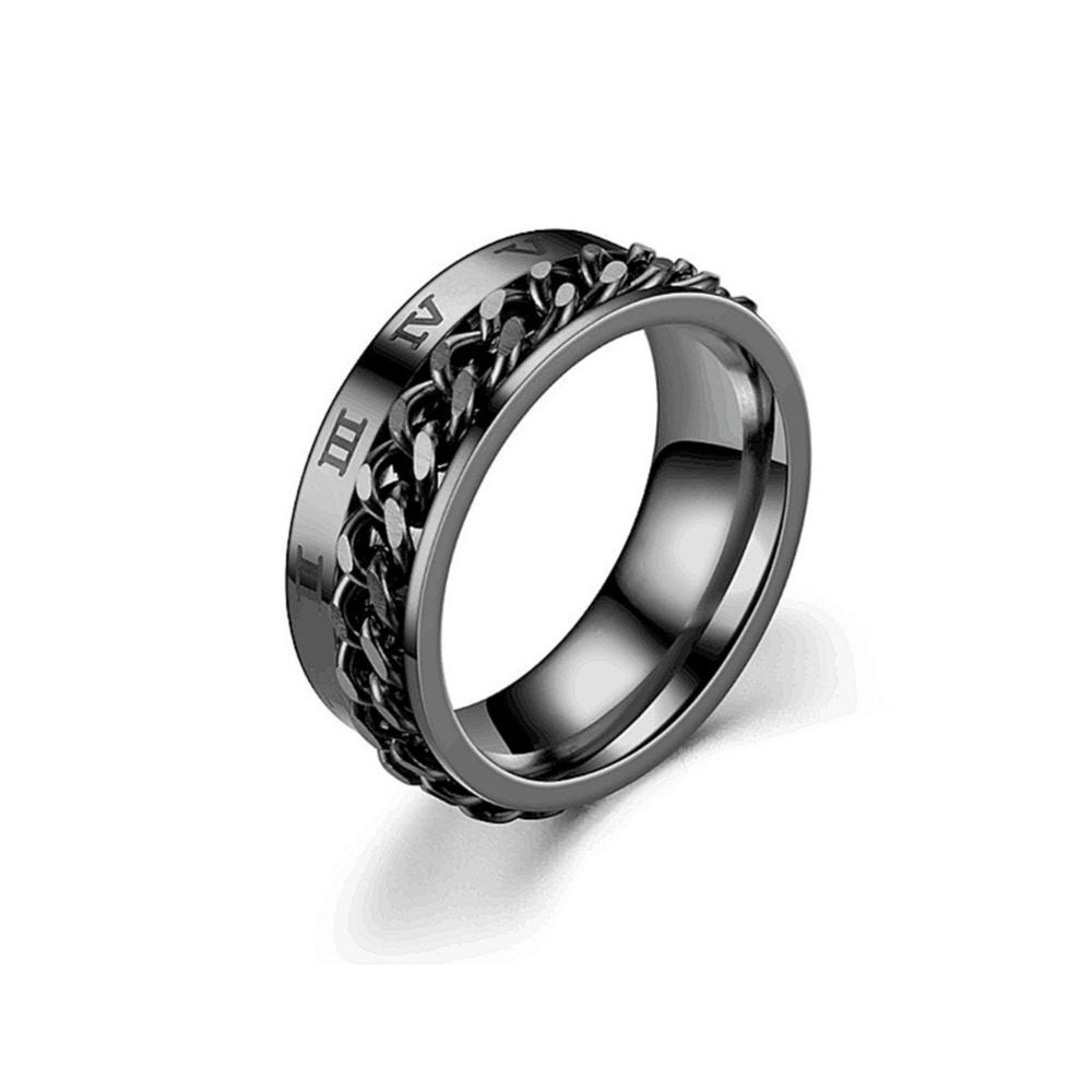 Timekey Berputar Stainless Titanium Steel Cincin Kecemasan Fidget Rings Rotatable Chain Link Spinner Jari Cincin Wanita Pria Punk Rock Hadiah F5I2