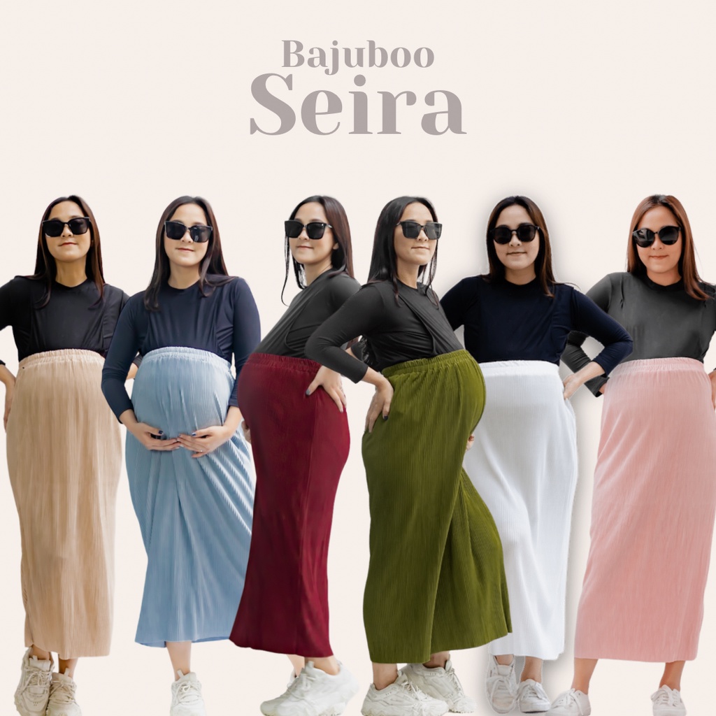 Bajuboo Seira - Skirt, Rok Span JUMBO Bumil Friendly Plisket Lidi Premium Elastis