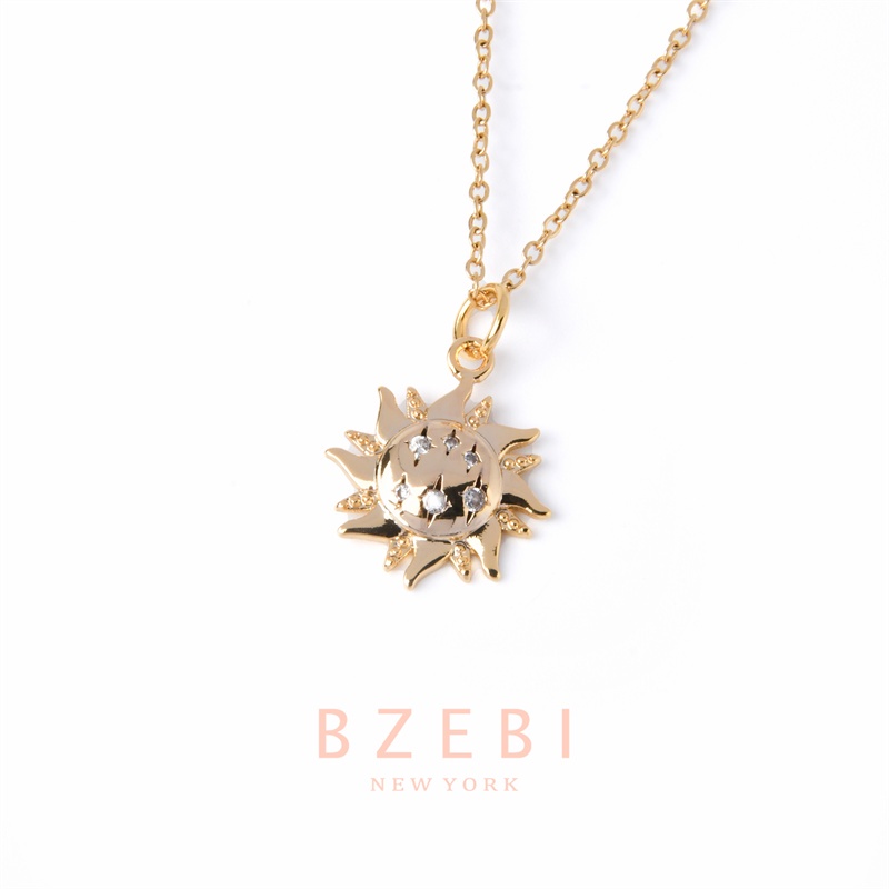 Bzebi Kalung Emas 18k, Kalung Baja Titanium, Kalung Liontin Berlian, Anti Karat, Aksesoris Fashion Wanita, Perhiasan Gaya Korea, Hadiah Ulang Tahun Dengan Box Eksklusif 852n