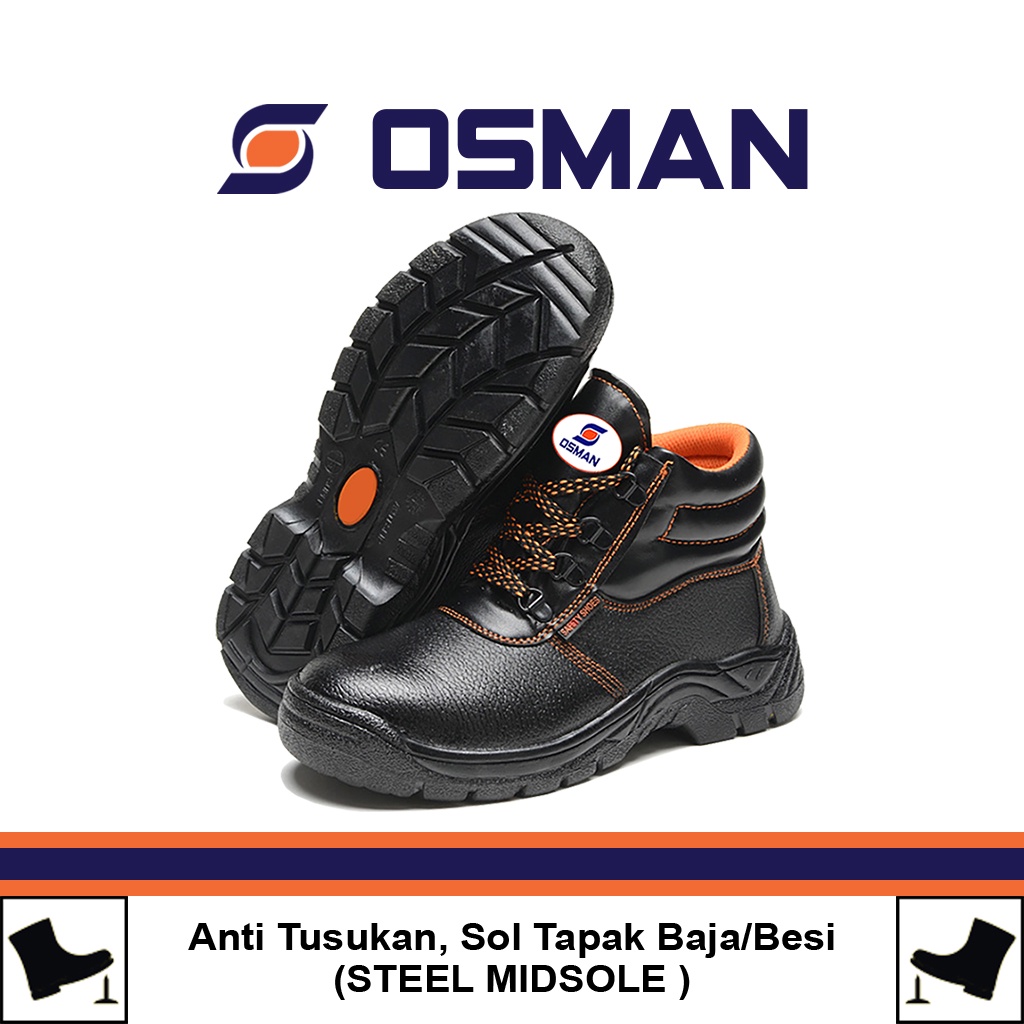 OSMAN Sepatu Safety Shoes Mid Cut Sepatu Safety Ujung Besi Tipe OS-903