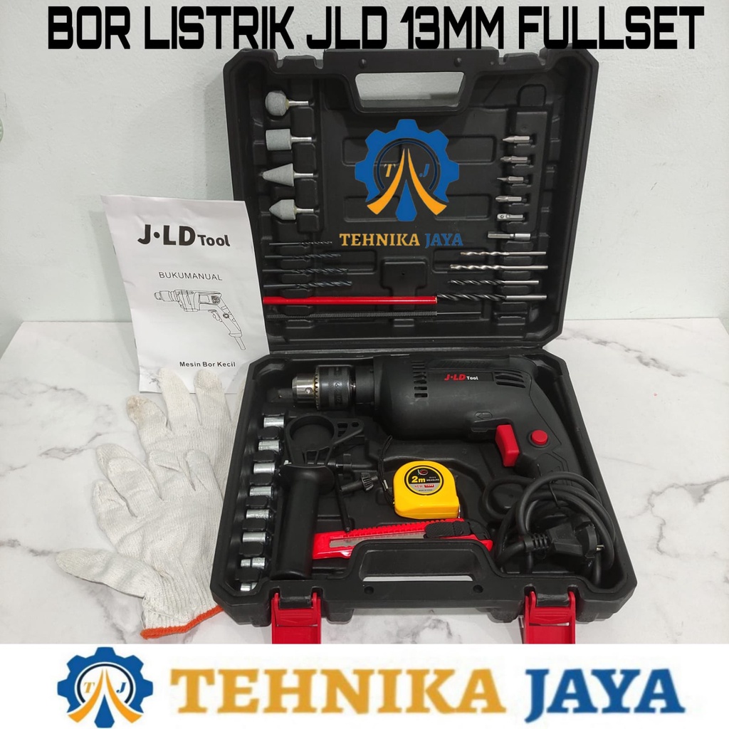 Mesin Bor Tangan Listrik 13MM JLD 8013 Koper Set Bor Tembok Beton Kayu