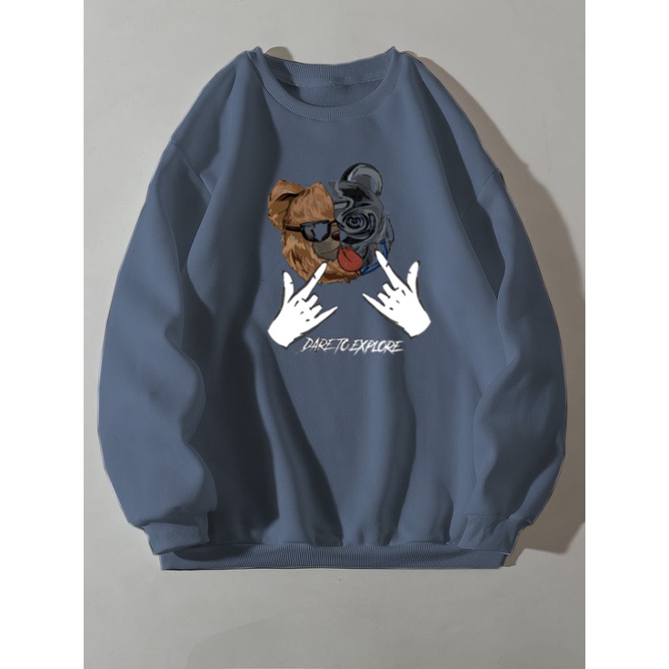 Sweater Crewneck TEDDY BEAR Sweater Pria Wanita (BISA COD)