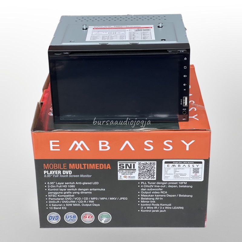 TAPE MOBIL HEAD UNIT DOUBLE DIN DVD TV Embassy 7 Inch MIRORLINK BLUETOOTH PNP Toyota