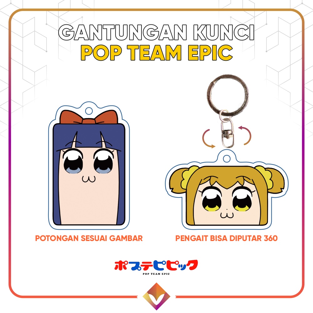 GANCI POP TEAM EPIC Keychain Anime Poputepipikku Popuko Pipimi Absurdist Comedy Meta Humor.