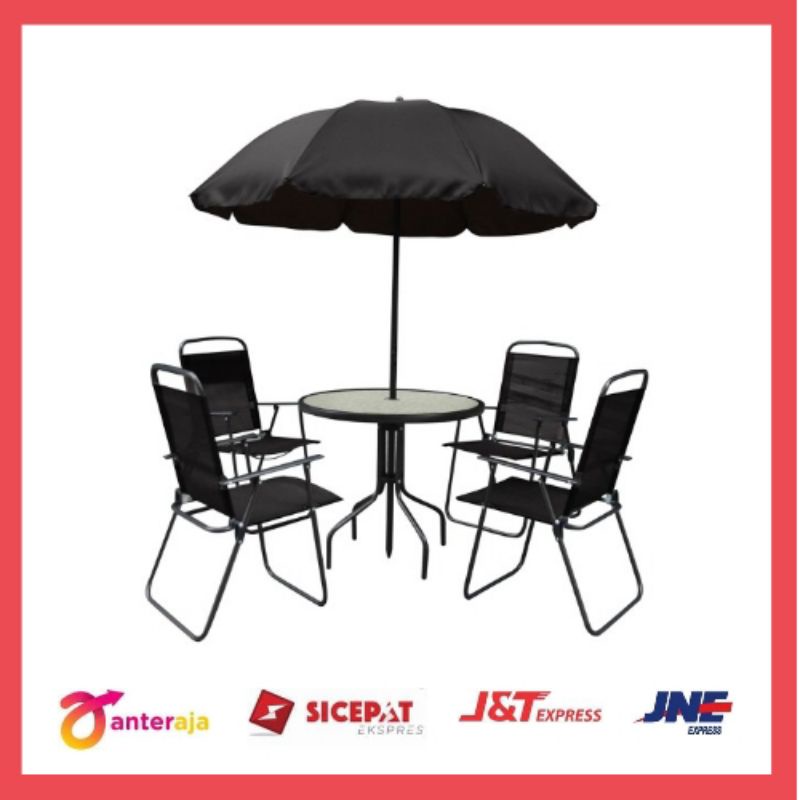 Soleil Set Kursi Teras Textiline Dengan Payung / Kursi Taman