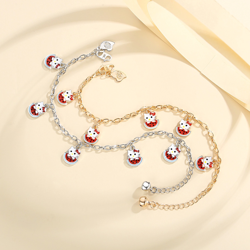 Y890 【Barang spot】Gelang Kartun Hello Kitty Anak Perempuan Lucu Lapis18k Emas Aksesoris Fashion Perempuan