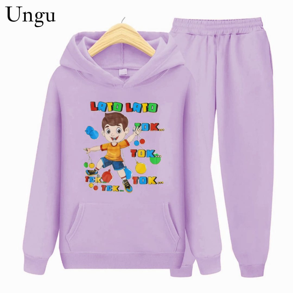 hzl_outfit Setelan Hoodie Sweater Anak Lato Lato Tok Tok/Anak Laki Laki dan Perempuan