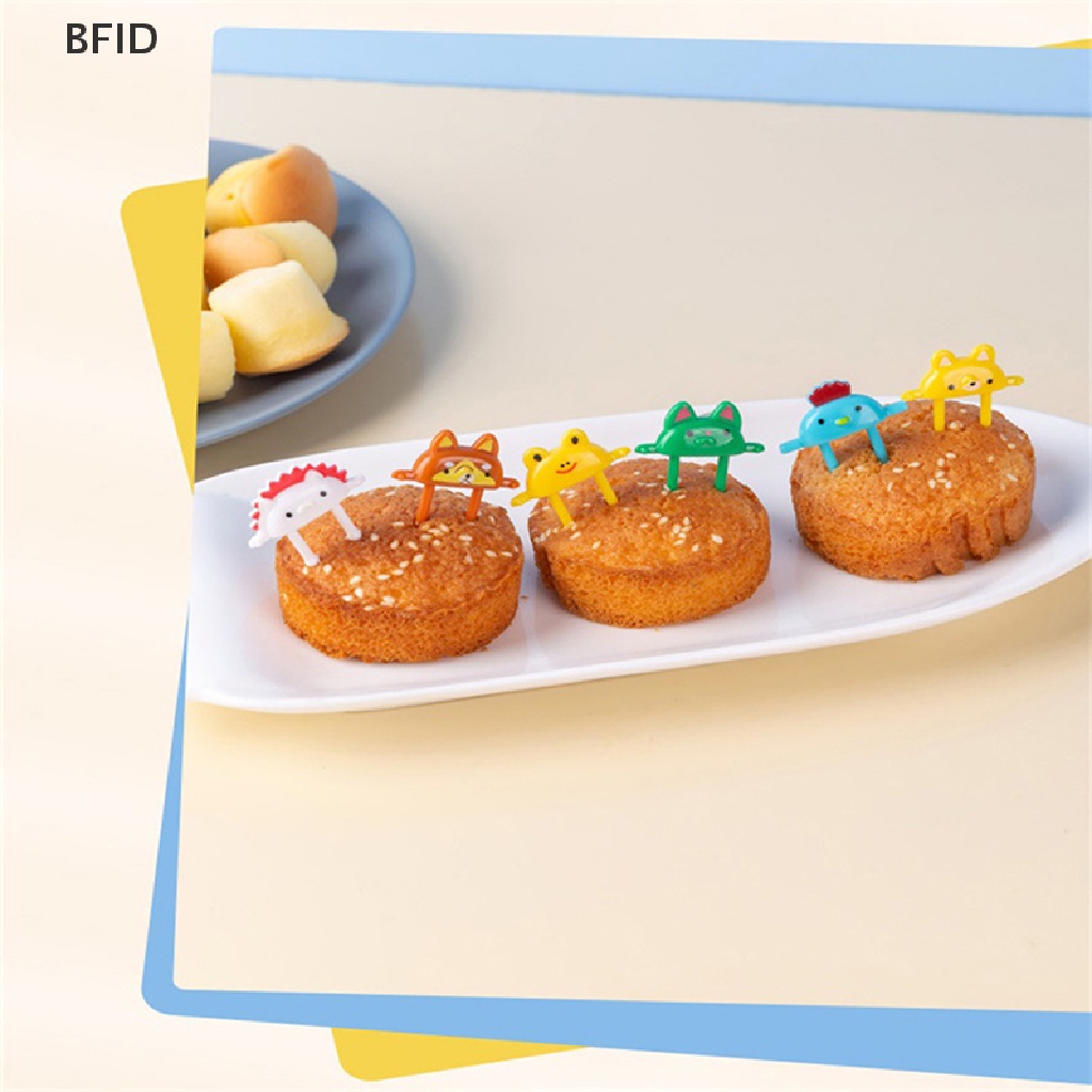 [BFID] 6pcs Kartun Hewan Buah Garpu Lucu Makanan Penutup Food Fork Chick Fox Frog Bento Fork [ID]