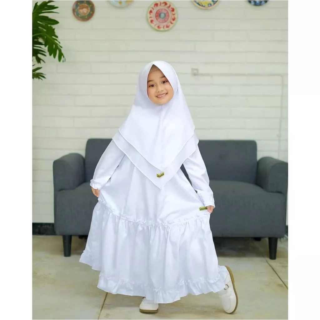 gamis anak perempuan set kerudung kekinian gamis 2022 modern lebaran mewah dres anak perempuan murah