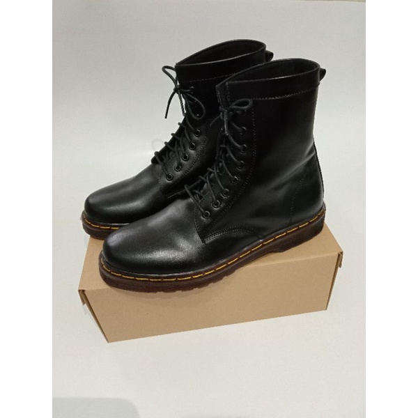 Sepatu docmart HARGA PROMO!!! boots 8 hole pria kulit sapi asli - hitam NDC03