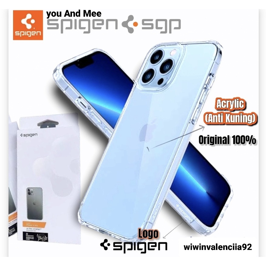 Bagus!! Case SPIGEN CLEAR Acylic (Anti Yelowing) iPhone 14 14+ 13Pro 13 12 Pro 11 14 Pro Max 11pro 11 Promax Spygen Liquid Crystal Softcase Bening Glossy A Kuning Hardcase Back Acrylic Soft Side Samping Silicone-SIlikon Kondom Ori Silikone Silicon Plus