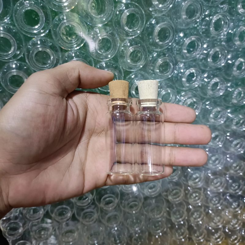 Botol kaca 5ml , 6ml ,8ml , 10ml , 12ml , 15ml , 20ml Botol vial kaca tutup kayu souvenir hias