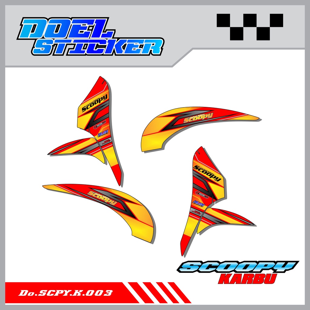 Sticker Striping Honda SCOOPY Karbu Tahun 2010-2013 List Variasi Hologram , Crome Doel 003