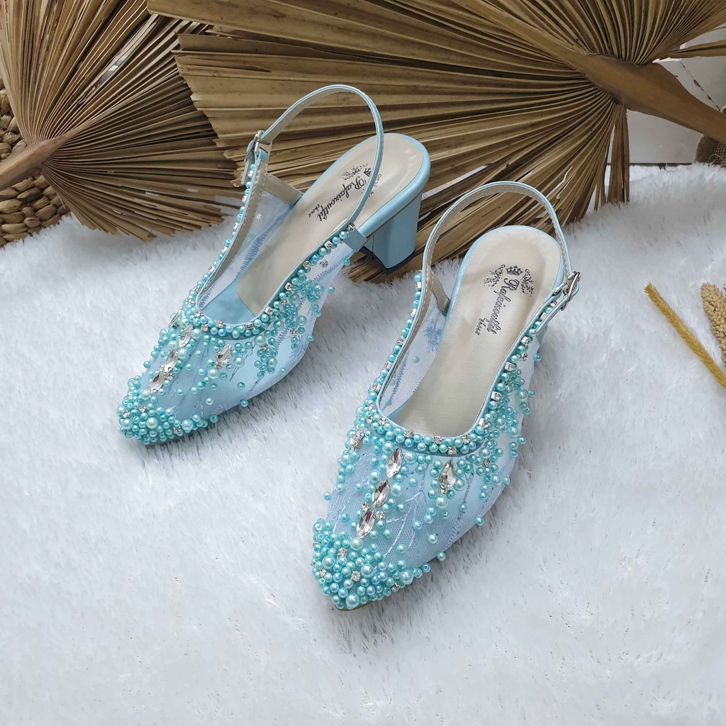Sepatu wedding pesta cantik Shinta babyblue 7cm tahu