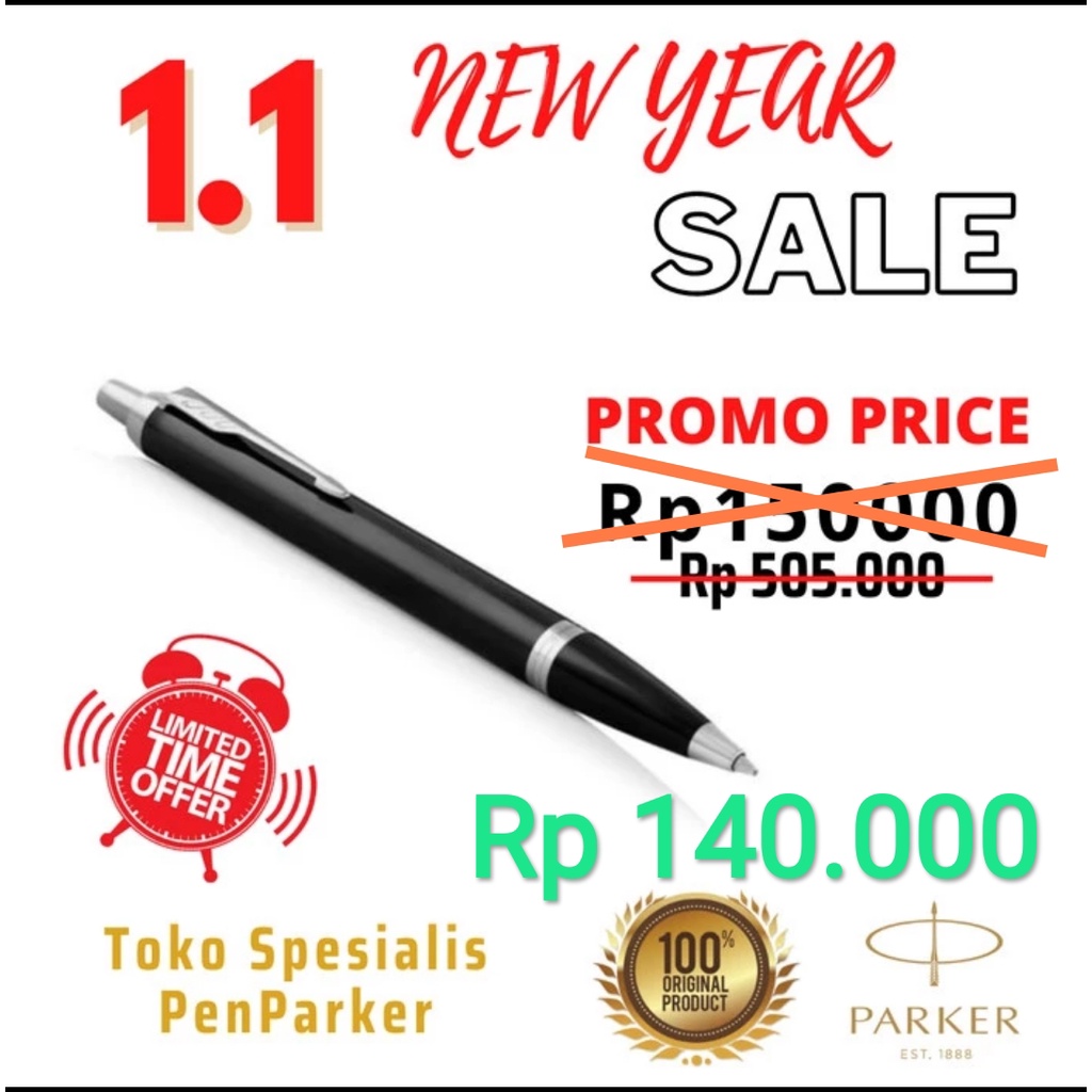 

ballpoit parker im new hitam klip silver original TERMURAH PROMO