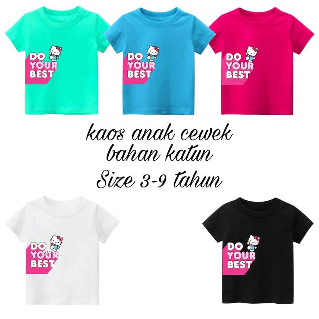 Hzl_outfit Kaos Baju Anak Perempuan HK Do Your Best COD/Bayar Ditempat