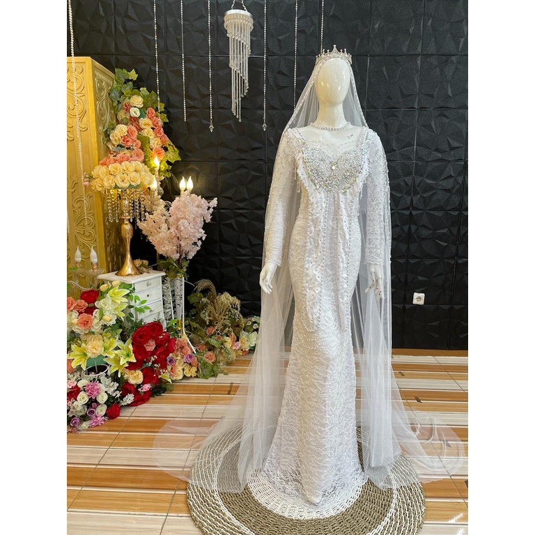 GAUN SLIM DRESS PLANEL PUTIH