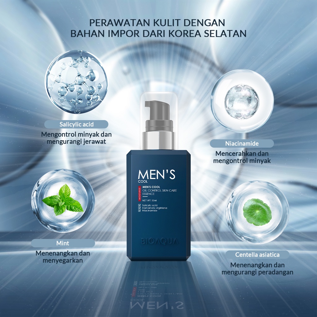 READY BIOAQUA Skincare Pria Pemutih Wajah Men's Skincare Oil Control &amp; Memudarkan Bekas Jerawat Perawatan Wajah Pria With Toner Wajah