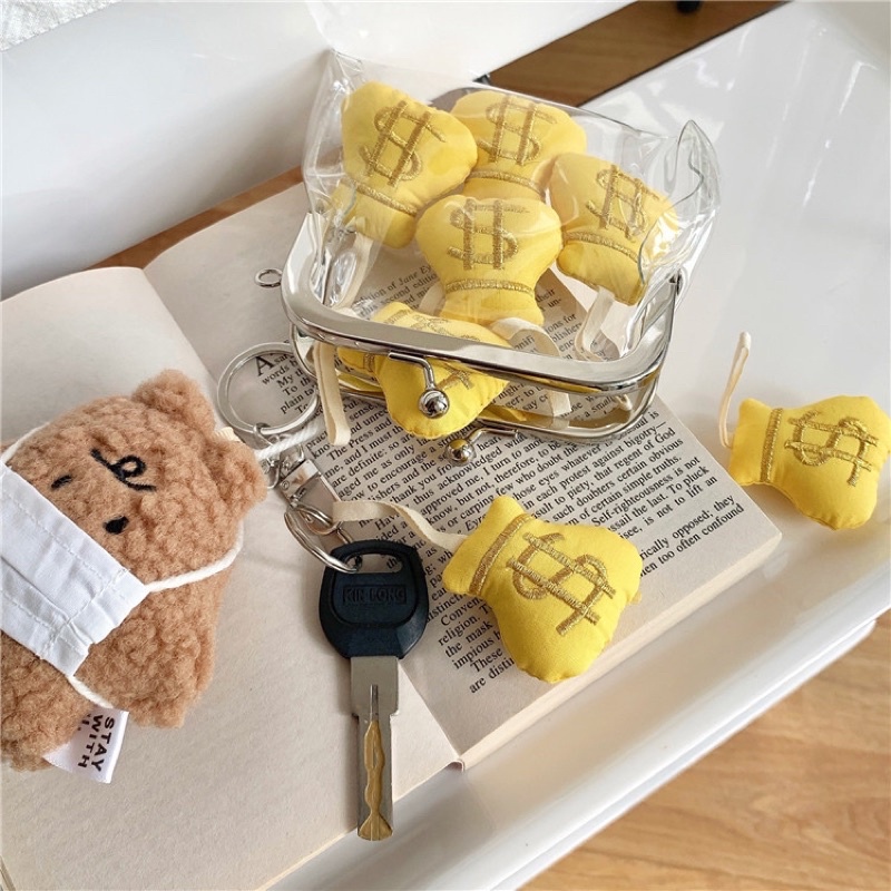 Gantungan Kunci Bentuk Kantong Uang Kartun Fluffy Empuk Lucu