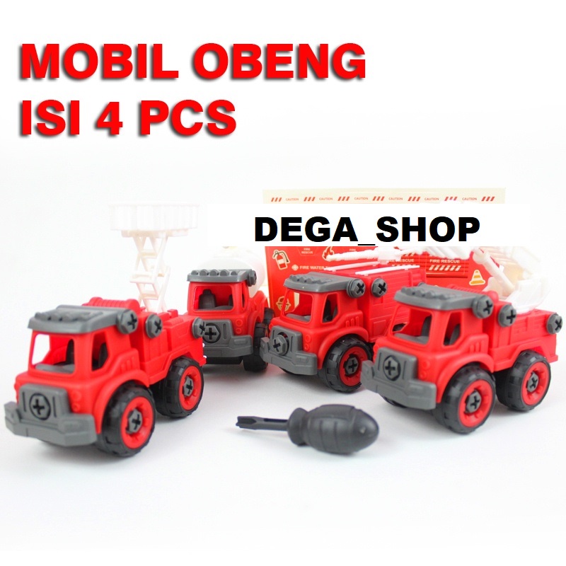Truk Pemadam Kebakaran Truck.DIY Sanitation Car BNB 4in1 dapat semua 4 mobil Puzzle Bongkar Pasang